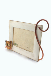QUARTIERI Cornice in legno e rame Gatto lover orizzontale 18x13cm