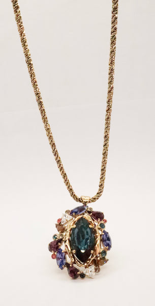Collana lunga  con pendente e cristalli Swarovski