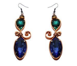 QUARTIERI Orecchini Liberty con cristalli blu e verdi